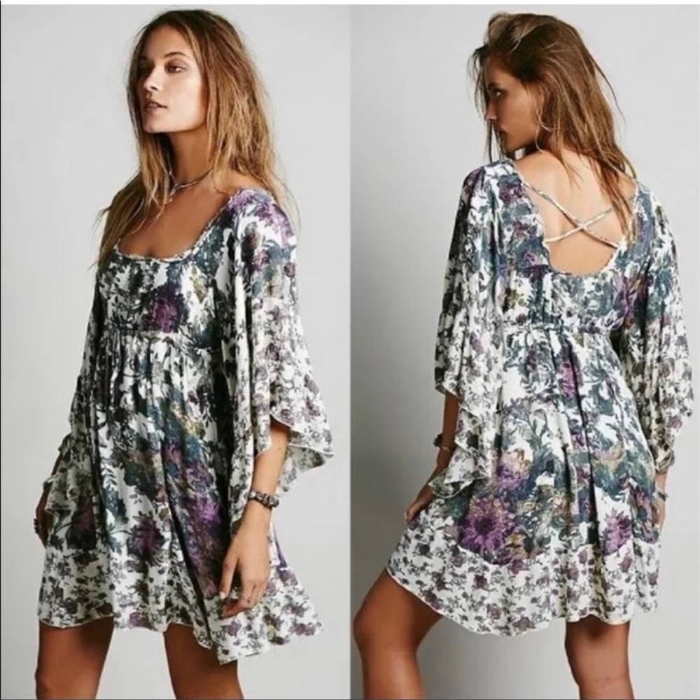 Free People “Heart of Gold” bell sleeve mini dress